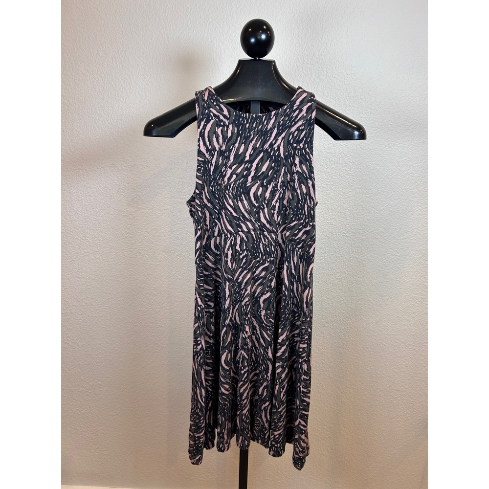 Athleta Pink Olive Green Abstract Animal Print Sleeveless Dress Medium